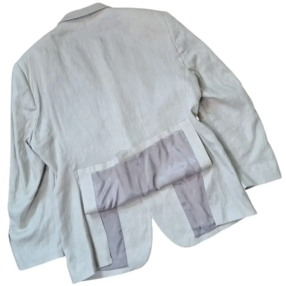 Pronto Uomo Platinum Linen Blazer Sport Jacket Double Vent 2 Button Men Size 46R - Picture 7 of 9